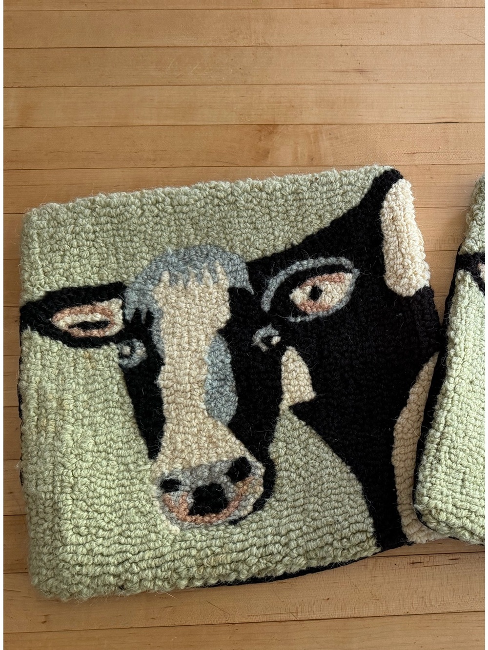 Tufted Cow Face Accent Pillow in Light Green